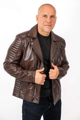 Men's leather jacket Borislav type Biker Brown
